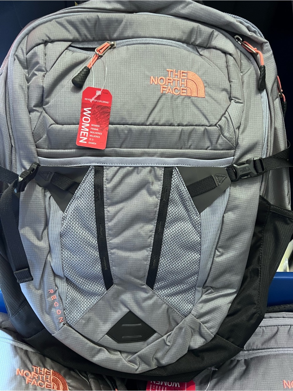 NWT The North Face Women's Grey Backpack with Coral Logo